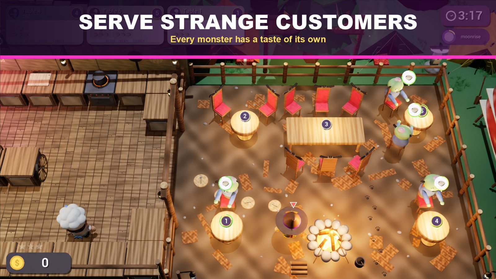 Monster guests at a campfire diner